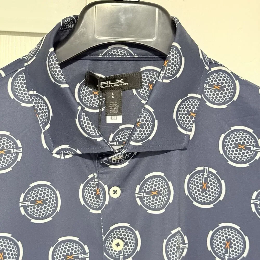 RLX Ralph Lauren Mens Tailored Fit Performance Polo Shirt Large Short Sleeve NWT